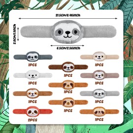 12 PCS Stuffed Sloth Animal Slap Bracelets Plush Animal Snap Bracelets Cute Wrist Slap Band Toy Wrist Animals Wrist Pets Slap Bracelet Wrist Toy for Boys Girls Birthday Gifts Party Favors 11 Styles