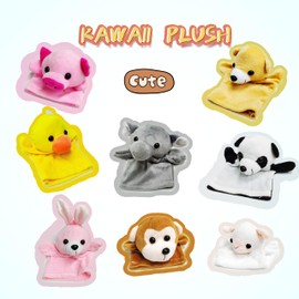 Bunny Hand Puppets for Kids and Toddlers Party Favors (1 Pack), Farm Animals Plush Toys, Bunny Puppet Stuffed Animals, Rabbit Hand Puppet for Class Role Play, Easter Basket Stuffers and Egg Fillers