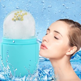 Ice Roller Mold-Ice Roller for Face and Eye，Beauty Cube Brighten Skin &Enhance Natural Glow &Remove Fine Lines，Facial Beauty Ice Roller Skin Care Tools (Oval, blue)