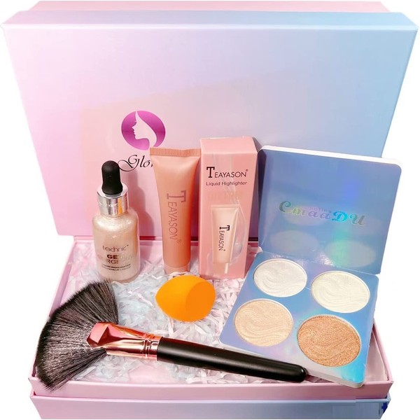 Beauty Box/Hamper Makeup Gift Set: Fan Makeup Brush + Sponge