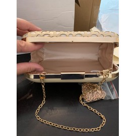 missfiona Womens Hollow Out Evening Bag Box Clutch PU Leather Laser Cut Prom Party Purse (Nude)