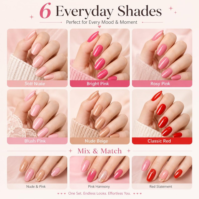 Pink Nude Nail Polish Pens 6 Colors, Quick Dry Water