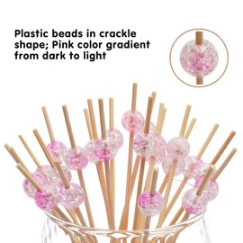 Minisland Light Pink Pearl Cocktail Picks, 4.7 Inch Long Bamboo Fancy Toothpicks for Appetizers, Decorative Valentines Bridal Baby Shower Party Food Drinks Fruit Kabob Skewer Sticks 100 Counts -MSL412