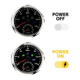 MOTOR METER RACING W PRO Series 5 Gauge Set 110mm 4-3/8" 2 in 1 GPS Speedometer & Tachometer 52mm 2-1/16" Volt, Fuel Level, Water Temperature & Oil Pressure Black Dial White LED for Car, Boat Truck