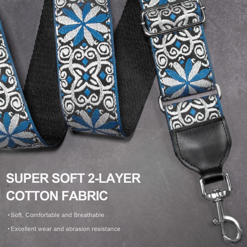Bag Strap Crossbody Handbag Straps, Jacquard Embroidered 2" Wide Soft