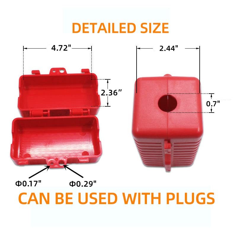LEMSM Red Solid Power Cord Lock for Electrical Outlets
