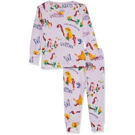 Books to Bed Baby Girls' Long Sleeve Printed Pajama Set, Uni The Unicorn, 18-24 Months