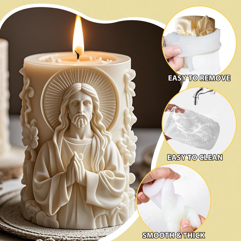 Molde de vela de Jesús en 3D, moldes de silicona
