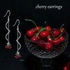 Cherry Earrings Sterling Silver Cherry Earrings Spiral Earrings Long Earrings