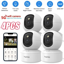 Boykeep 4PCS Security Camera Indoor 5G WiFI Smart Home Wired Night Vision baby Cam 2K