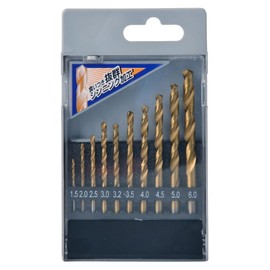 GREATTOOL GTNTI-10 HSS Steel Titanium Coated Drill Blade Set for Ironwork, Set of 10 (Metal/Metal)