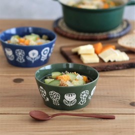 Minorutouki Mino Ware Plantary Lightweight Straight-Sided Small Bowl M Flower Ring Moss Green φ13.1×H5.9cm