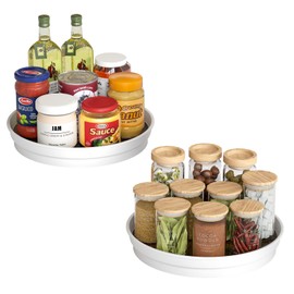 LAMU 2 Pack Lazy Susan Organizer, 10'' Lazy Susan Turntable for Cabinet, Table Top, Pantry, Refrigerator, Kitchen, Rustic Brown