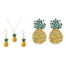 Sass Chick Sexy Pasties PINEAPPLE Pasties AND Pineapple Jewelry Set | Pineapple Earrings & Pineapple Necklace Gift Set - REUSABLE Pasties - Sexy Nipple Covers | Nipple Pasties | Rave Outfit Yellow