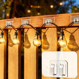 Lekatod 200Pcs Plastic Hooks for Outdoor String Lights Command Cable Clips Hooks Damage-Free Wall Clips for Hanging Light Strings and Cables Ideal for Christmas Decorations and Cable Accents