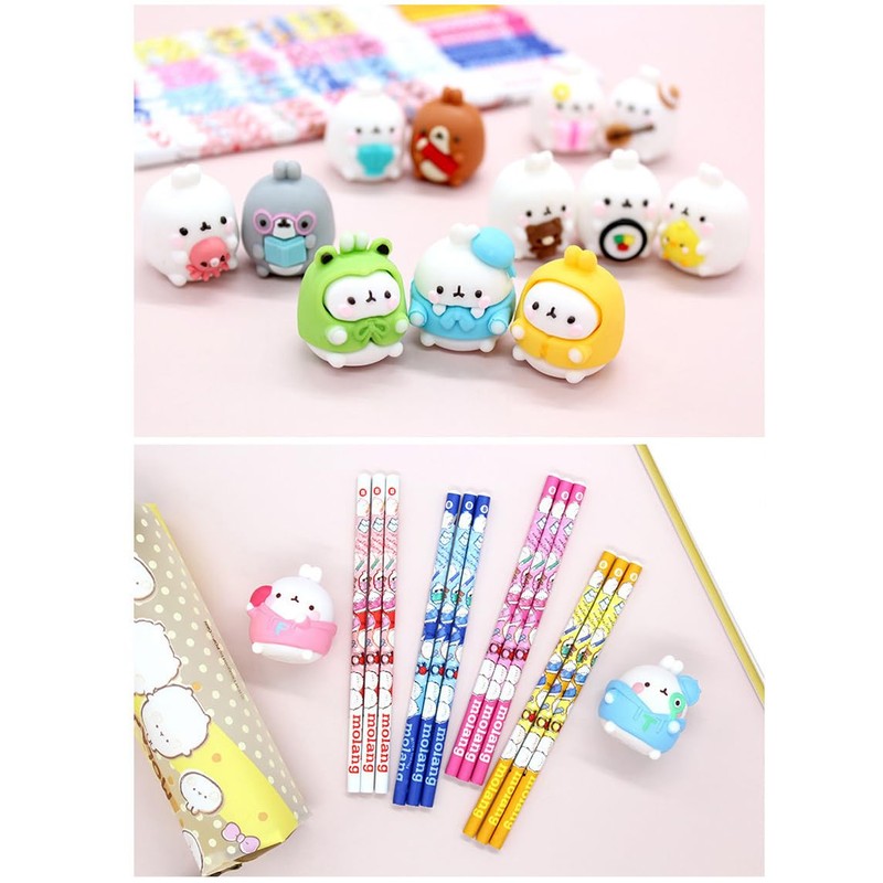 LENITH White Rabbit Molang Mini Figure Pencil Set Korean Stationery
