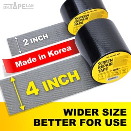 DR.TAPELAB, Black Window Screen Repair Tape, 2 in X 15 FT, Screen Repair Kit for Windows or Doors, Strong Adhesive Patch Kit Fiberglass Mesh Tape