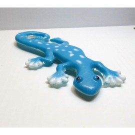 Handmade Turquoise Blue with White Gecko Lizard Fused Glass Extra Large Garden Ornament Figurine