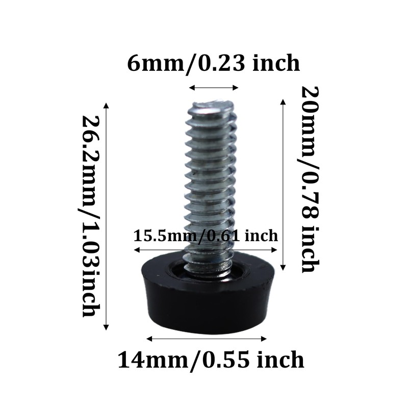 Runseaway 20Pcs 1/4-20 UNC Thread Adjustable Furniture Levelers, Screw-in Galvanized
