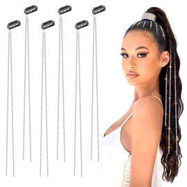 Rhinestone Hair Chains, Pack of 6, Punk Tassel Hair Clips, Chains, Crystal Hair Clips, Long Hair Clips with Rhinestones, Bling Hair Accessories for Women and Girls