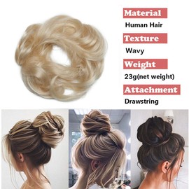 Hair Pieces, Real Hair Scrunchie For Hair Bun, 100% Remy Hair, Straight, For Updo Hairstyles, 30 g.