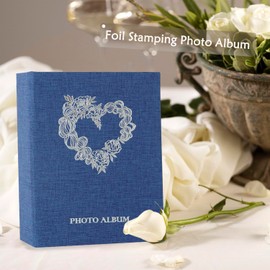 Miaikoe Small Photo Album 6x4 52 Pockets 2 Packs, Slip in Top Loading Mini Linen Album Book Holds 100 Vertical 10x15cm Photos for Family Wedding Anniversary (Blue)