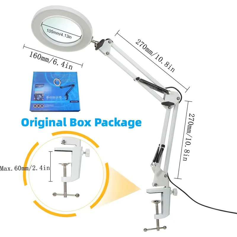 10X USB LED Magnifying Lamp with Clamp, 72 LEDs, Short