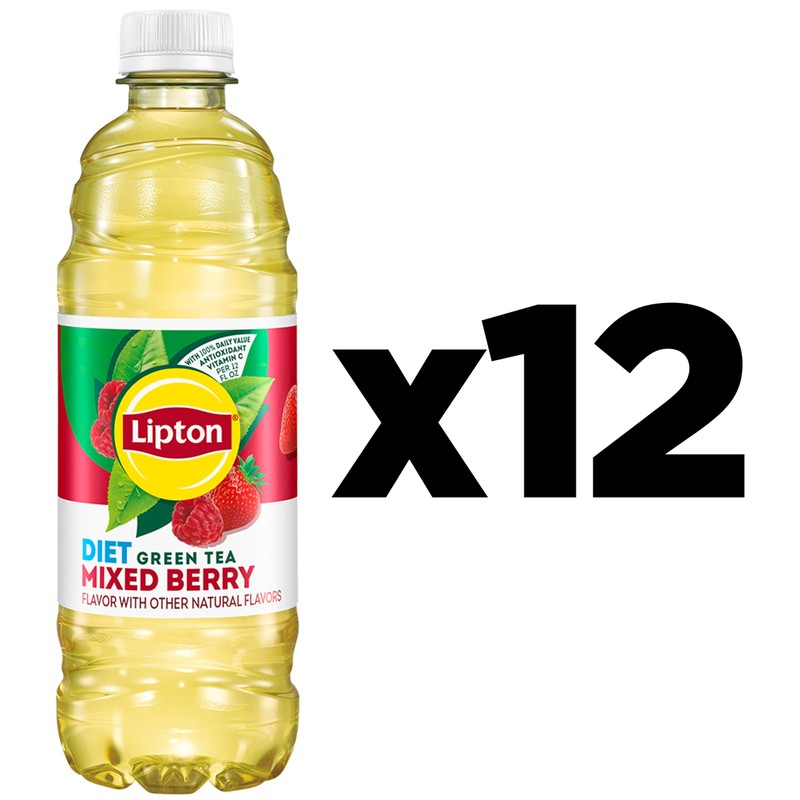 Lipton Diet Mixed Berry Green Tea, 16.9 Fl Oz Bottles
