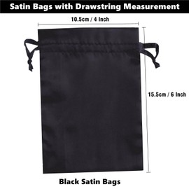 Gbateri 50pcs Black Satin Bags with Drawstring, 4x6 Inches Drawstring Gift Bags, Party Favor Bags Drawstring Pouch for Baby Shower, Bridal Shower, Christmas, Party Supplies, Candy, Jewelry Bags
