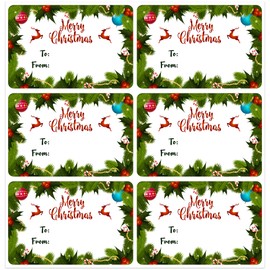 Wonmon 300PCS Christmas Tags Stickers for Gift Wrapping, Self Adhesive Christmas Holly to from Gift Tags Sticker Label for Christmas Presents Wrap Holiday Decorations, 2x3 Inch