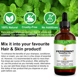 Pfefferminzöl Ätherisches Öl 120ml, 100% Reines Natürliches Minzöl, Peppermint oil für Haar, Diffusor, Massage, Körperpflege, Aromatherapie