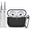 Woyinger for AirPods 3 Case Cover, Silicone Protective Accessories Skin with Keychain and Cleaner Kit Compatible with AirPod 3rd Generation 2021 for Women Men,Front LED Visible-Black