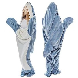 [sac taske] Shark Kigurumi Pajamas, Sleeping Bag, Wearable Blanket, Full Body Costume, Cosplay (Gray, L)