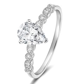 Mameloly 1.5CT Teardrop Engagement Rings for Women Marquise Pear Shaped Cubic Zirconia Promise Rings for Her Size 4