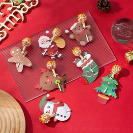 70 Pcs Christmas Lollipop Paper Cards, Candy Chocolate Wrapping Supplies Cartoon DIY Santa Snowman Boots Elk Lollipop Christmas Card for Christmas Party Decorations (7 Style)