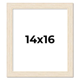 14x16 Frame Distressed/Aged White Washed Complete Wood Picture Frame with UV Acrylic Plexiglass, Foam Board Backing and Hardware Included