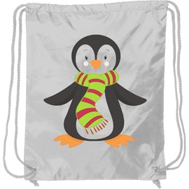 inktastic Cute Penguin, Little Penguin, Penguin with Scarf Drawstring Bag White 3a005