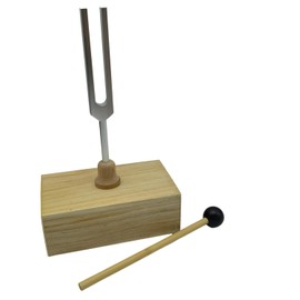 Benefischl Tuning Fork 512HZ Vibration with Wooden Resonance Box, Experimental Instrument for Sound Therapy, Yoga, Durable Wood Colour & Silver