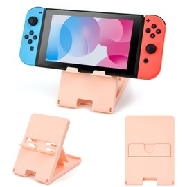 DLseego Switch Stand Suitable for Switch OLED/Switch/Switch Lite, Cute Angle Adjustable Holder Kickstand, Portable Foldable Non-Slip Non-Shake Anime Kawaii Bracket with 4 Height Settings - Pink