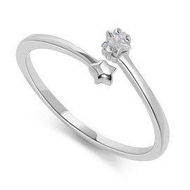 Meissa Sterling Silver Rings for Women Cubic Zirconia Ring Thumb Rings Cute Pinky Ring Stacking Ring Size Adjustable Girls Jewellery Gifts, Silver, B-H