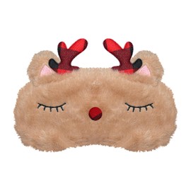 VerteLife Sleeping Eye Mask Christmas Sleeping Mask Soft Plush Sleeping Mask Novelty Travel Eye Cover Cartoon Animal Blindfold for Children Adults (Christmas Antlers)
