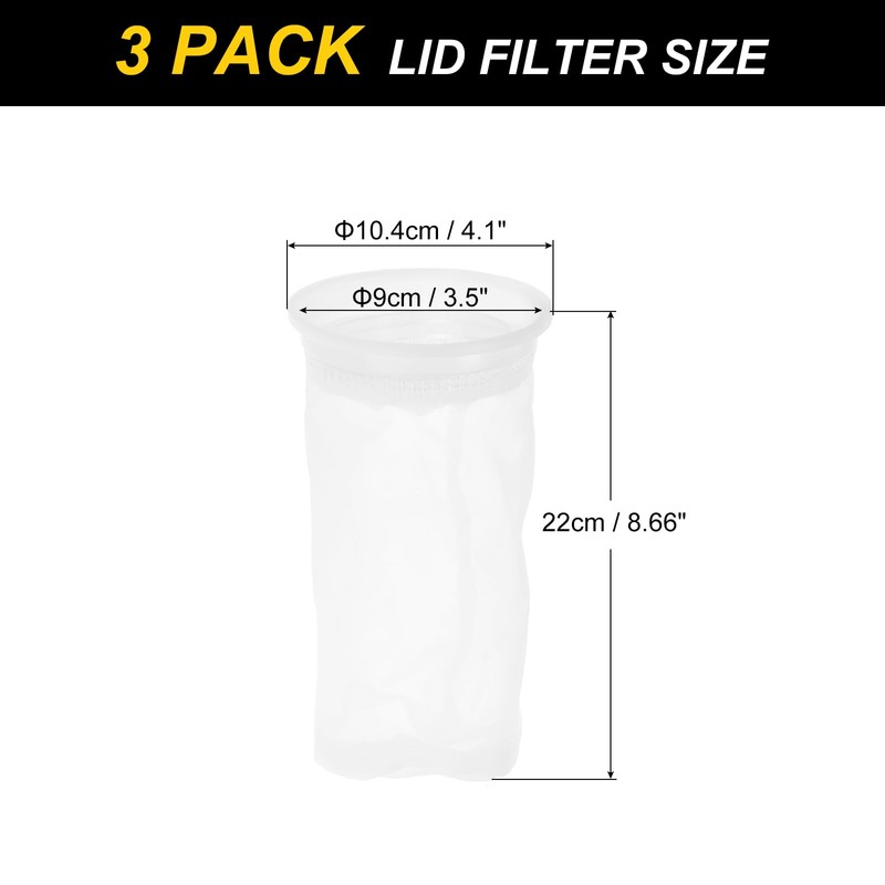 PATIKIL 4" IBC Lid Filter 3 Pack 220mm Long Washable