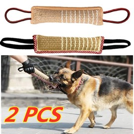 2 Pcs Dog Tug Toy Dog Bite Tug Toy Bite Sausages K9 Dog Training Toy Indestructible Sturdy with 2 Handles Solid-30cm*8cm