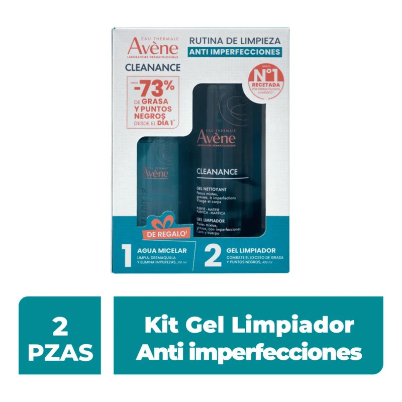 Kit Avene Cleanance Gel Limpiador Piel Grasa 400ml Más Regal