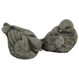 Fleur de Lis Garden Ornaments LLC European Robin Birds Pair Concrete Statues Cement Figurines Cast Stone Yard Art