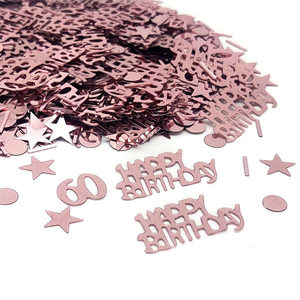 60 Birthday Confetti, 60th Rose Gold Metallic Foil Sequins Table