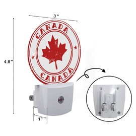 Axayaz Canada Stamp LED Night Light Maple Leaf Stars Red White Dusk to Dawn Round Lamp Auto Sensor for Bathroom Hallway Living Room