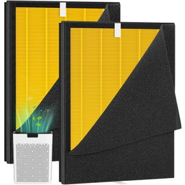 KJ190L Pet Care Washable Filter Compatible with MOOKA KJ190L Air Puri-fier, 3 Stage Filtration HEPA Filter for Pollen Smoke Pet Hair Dust, Special for Odor Dander, 2 Pack