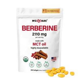 Berberina De 300 Cápsulas Blandas De 500mg *4 Pure Berberine MVPCARE
