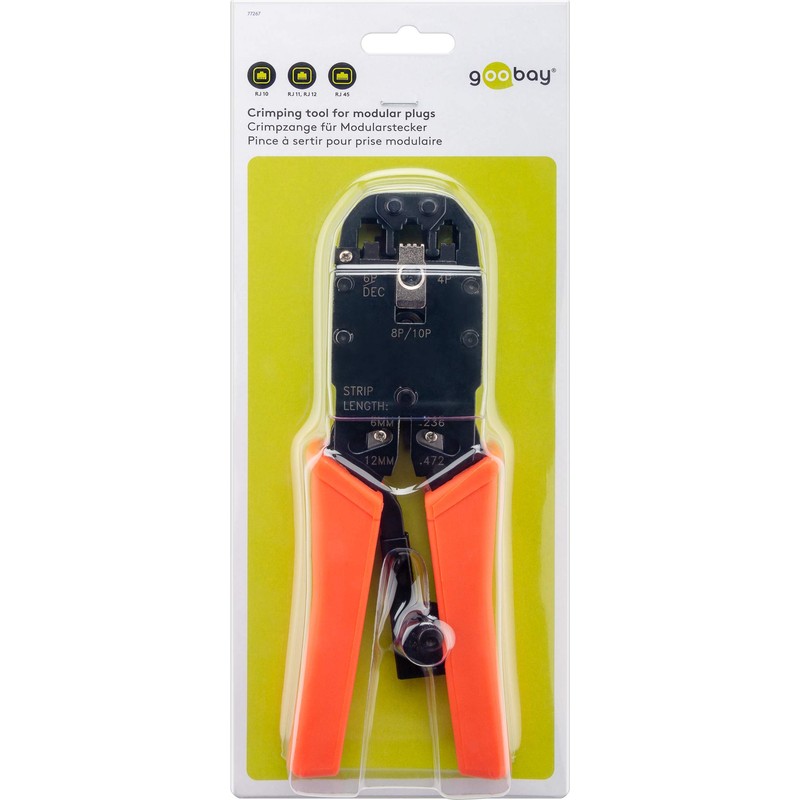 Fixpoint Crimping Pliers for Modular Plugs incl. Cable Cutters and